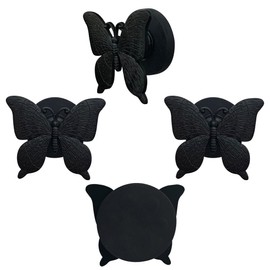 ZH-ZHENGHENG 4 Pcs Butterfly Magnet Hook,Black Magnetic Hooks, Metal Magnetic Hanger for Grill, Fridge, Cruise Ship，Kitchen