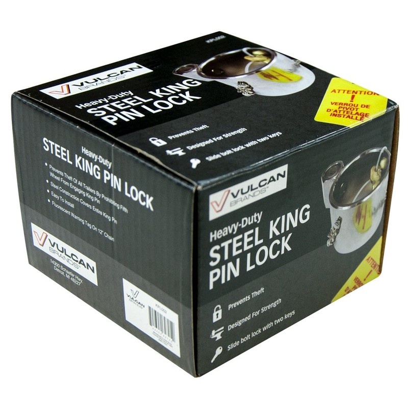 VULCAN King Pin Trailer Hitch Lock - Heavy Duty Chromed