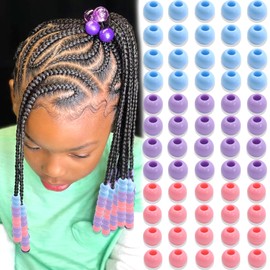 NAISKA 60Pcs Hair Beads for Braids 3 Color Acrylic Pony Bead Loc Dreadlock Hair Jewelry Accessories Cute Braids Decoration Making Kit Braid Clips for Women and Girls