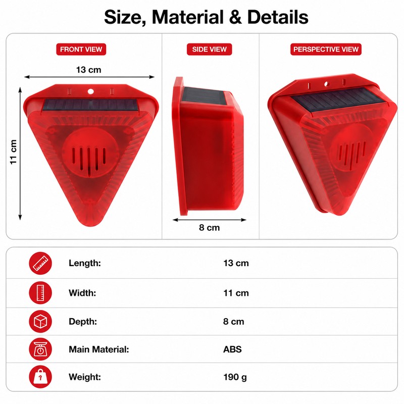 Solar Motion Sensor Alarm for Outdoor Animal Deterrence – 130dB