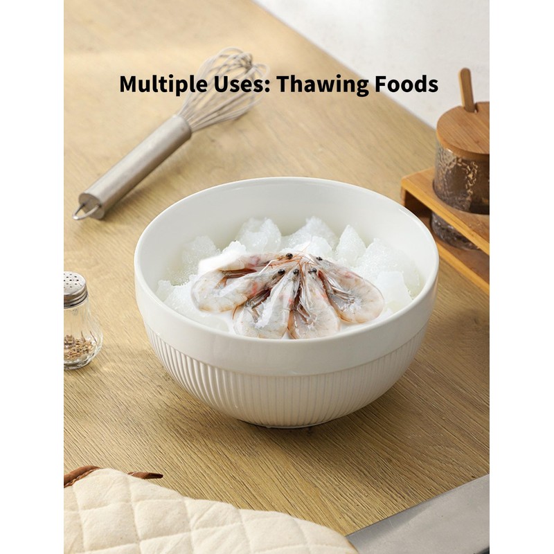 Large Ceramic Mixing Bowls, White Kitchen Bowls (1QT/2.3QT/4.6QT), Set of