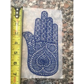 RARE VTG Hamsa Hand Iron On Transfer Appliqué HEARTS & SUNFLOWERS Pattern E Blue