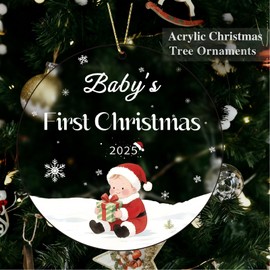 Baby First Christmas Ornament 2025 Hanging Ornaments, 2D Acrylic Baby for Tree Decoration, New Baby Gifts Xmas Decor for Stocking Stuffers Xmas Tree Decoration