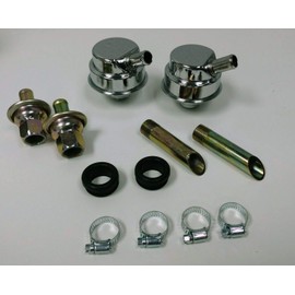 Pirate Mfg Universal Crankcase Evacuation System 1.25" Valve Cover Chrome Finish Hot Rod V8