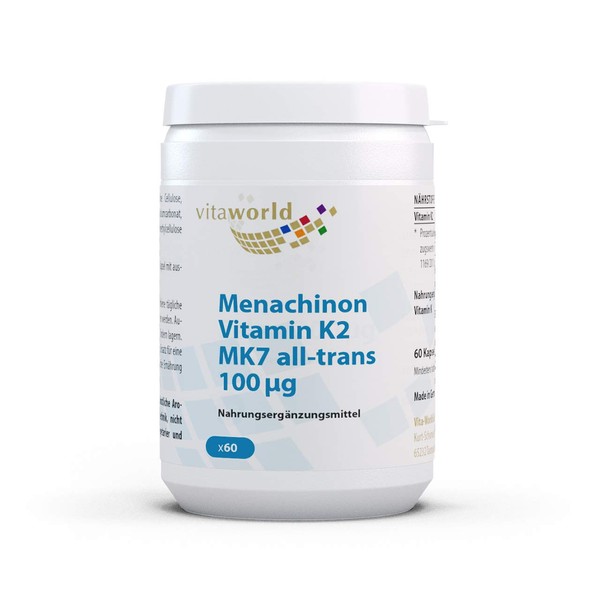 Vitaworld Menachinone Vitamin K2 100 μg, All-Trans MK7, 100% Bioavailability,