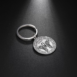 EUEAVAN St Michael Archangels Wing Necklace for Men Saint Michael Pendant Guardian Angel Archangels Medallion Keychain Sacred Ankh Amulet Catholic Christian Gifts Women (St Michael keychain silver)