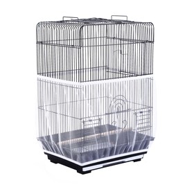Bird Cage Cover, Ventilated Cage Cover, Adjustable Bird Cage Net, Covers for Bird Cages, Bird Cage Protective Net Mesh Skirt, Bird Cage Cover Cage for Bird Feed, Small Animals, XL (White)