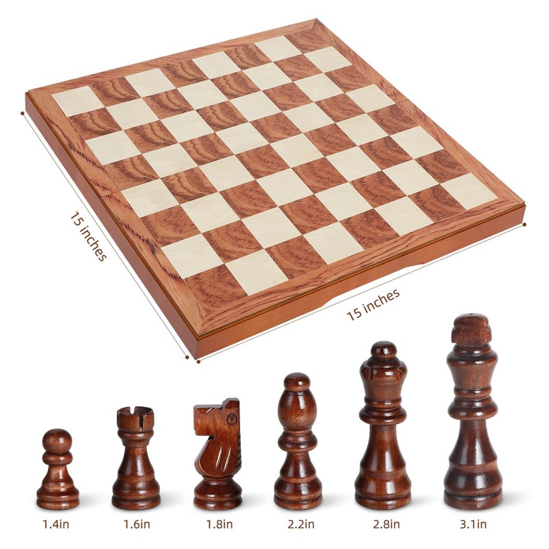 FanVince Chess Set 15" Wooden Board Game - Wood Sets