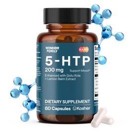 5 HTP 200mg - with Vitamin B6 100mg, Gotu Kola - Wellbeing Supplement for Women, Men - 2X Potency of 5HTP 100mg, 4X of 5-HTP 50mg - Deep Sleep Supplement - 60 5HTP 200mg Capsules