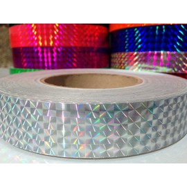 30 ft. roll of 1" Silver Metallic Holographic Hoop Craft Tape