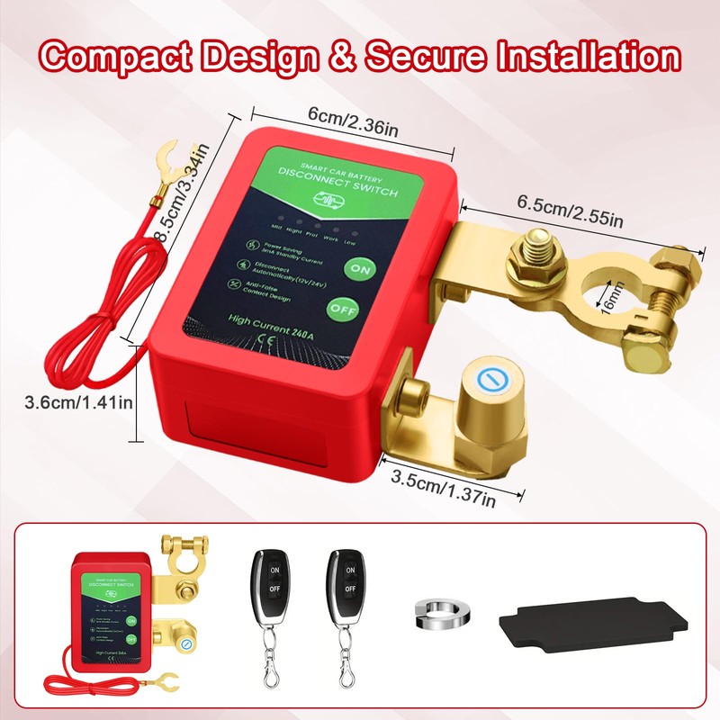 Csyibeielec Kill Switch for Car - 12V Remote Battery Disconnect