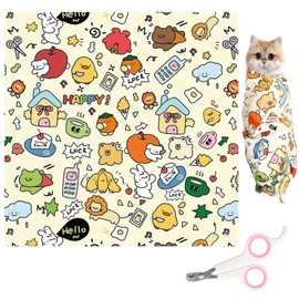 Cat Grooming Wrap, Cat Wrap for Nail Clipping, Anti-Escape Calming Wrap with Cat Nail Clipper, Cat Restraint for Nail Clipping, Cat Restraint Wrap for Ear Cleaning and Teeth Brushing, 55 * 55cm