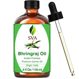 SVA Bhringraj Premium Carrier Oil 4oz (118ml) With Dropper for Hair Oiling, Scalp Massage & Skin Care
