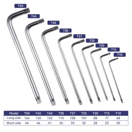9-Piece Torx Key Set Tool, Double Headed Hex Key Set, Torx Allen Key Set, Allen Key Set, Allen Key Set T10, T15, T20, T25, T27, T30, T40, T45, T50