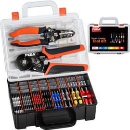 PEBA Ferrule Crimping Tool, with 24 Types of Wire Ferrules and AWG 24-8 Self-Adjusting Crimping Pliers+Stripper | Square Crimper for Insulated/Uninsulated Ferrule Terminal (Ferrule Crimping Tool Kit)