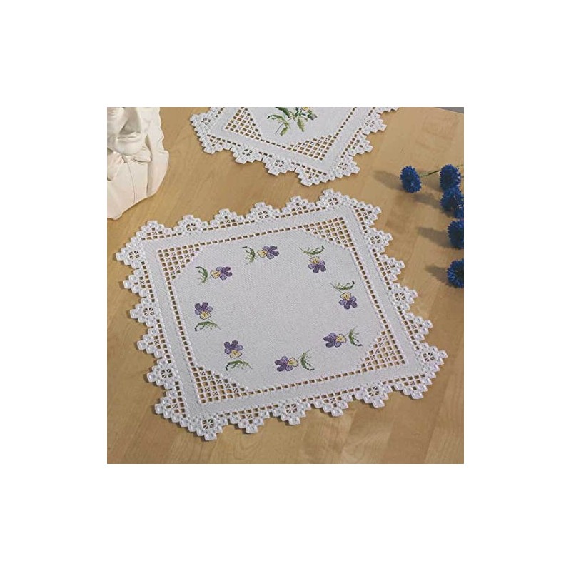 Permin Hardanger Tablecloth Embroidery Kit Hardanger Violet Counted Multi