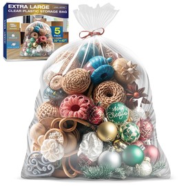 32 x 42 Inches 2 Mil Clear Plastic Storage Bags, Extra Large Flat Plastic Bag, Ideal for Moving,Storage, Packing Suitcases Luggage, Strollers, Pillows, Bikes, Chairs (5 packs）