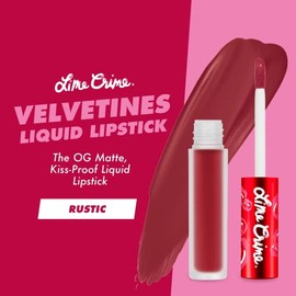 Lime Crime Velvetines - Lápiz labial líquido mate, rústico (rojo terroso) - Tonos audaces y de larga duración y forro de labios, color estelar y alta comodidad para uso durante todo el día, sin talco