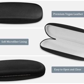 Fintie Hard Case Glasses Case - Portable Hard Case Glasses Case with Glasses Cleaning Cloth - Case for Glasses and Sunglasses, black
