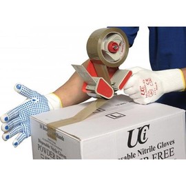 UCI White Nylon PVC Polka Dotted Work Gloves - Small - 10 Pairs