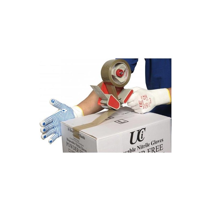 UCI White Nylon PVC Polka Dotted Work Gloves - Small