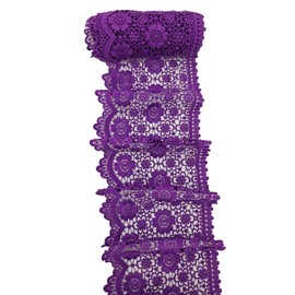 IPHENIX 5 Yards Purple Lace Trim for Sewing 6.5in Width Soft and Comfortable On The Skin Flower Pattern DIY Craft Clothes Edge Trim Ribbon