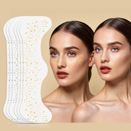 MEICOLY Glitter Freckles Face Tattoo,Sparkle Makeup Patches,Sparkle Freckles Speckles Patches,Glow Up Face Glitter,6 Count,3 Gold+3 Silver