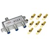 3-Way Splitter with 8 F Connector for Sat, Cable TV,