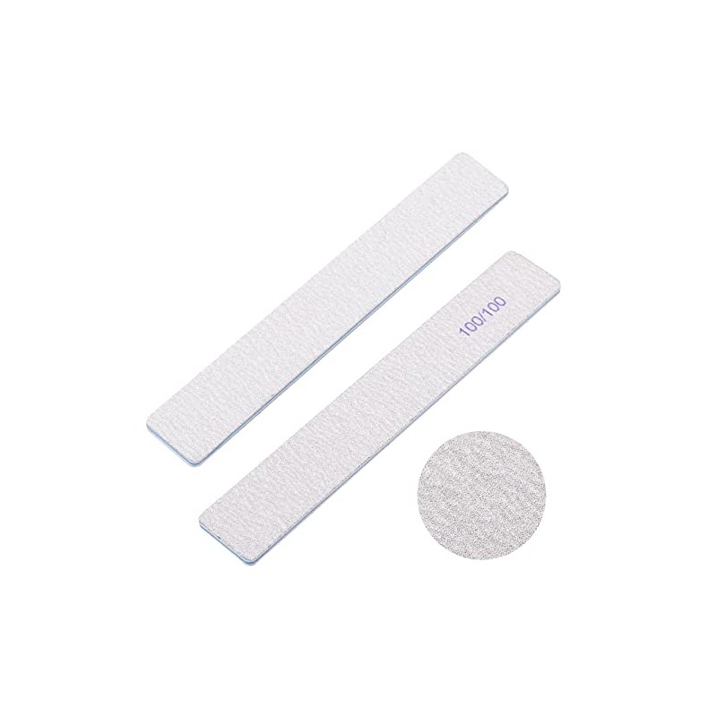 25 Piezas Limas de Uñas Rectangulares Grano 100/100, Pulidores de