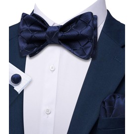 YOHOWA - Juego de pajarita para hombre, diseño de cachemira, a cuadros, con lazos, cuadrados, para boda, fiesta de esmoquin, Azul A, Talla única