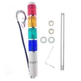 YXQ DC 24V Industrial Signal Warning Light with Buzzer 4 Colors, 5W Blub Flashing Red Green Yellow Blue