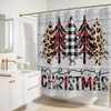Joliaco Merry Christmas Shower Curtain Buffalo Plaid and Leopard Bathroom