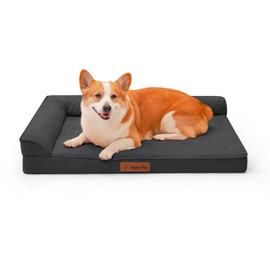Rainmr Microsuede Dog Bed for Small & Medium Dogs - Orthopedic Dog Bed with Removable Washable Cover, Memory Foam Pet Bed Mat, 41x27 Inches, Dark Grey