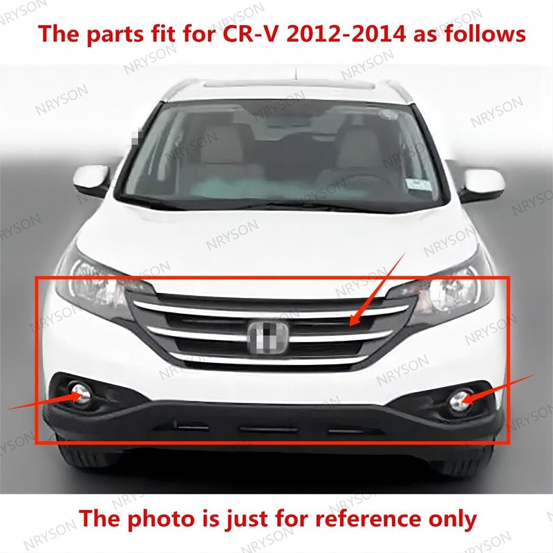 NAYSON 9PC For Honda CR-V 2012-2014 Front Chrome Grille Fog