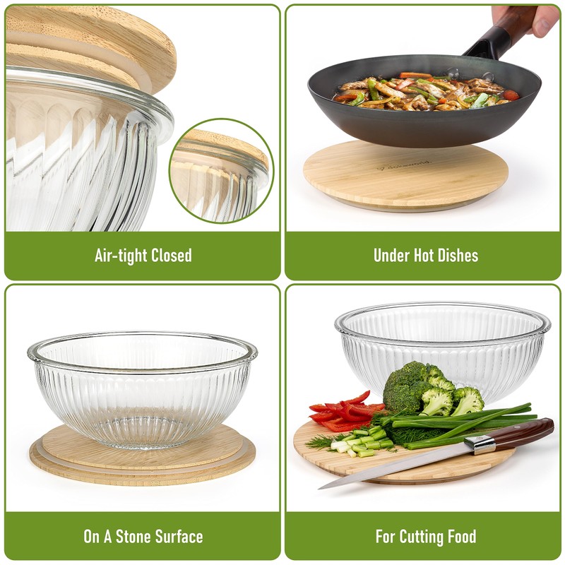 dokaworld Stackable Space-Saving Nesting Set of 3 Glass Bowls with
