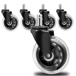 Office Chair Wheels Set of 5, Replacement Rubber Wheels Universal Fit 3 Inch Chair Casters,Incredibly Smooth, Quiet Rolling Casters,Easy Installation,Fits 98% Chair,for All Floor