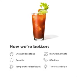 Tossware RESERVE 14oz Stacking Tall SET OF 24, Premium Quality, Dishwasher Safe & Heat Resistant Unbreakable Plastic Highball Glasses, Clear