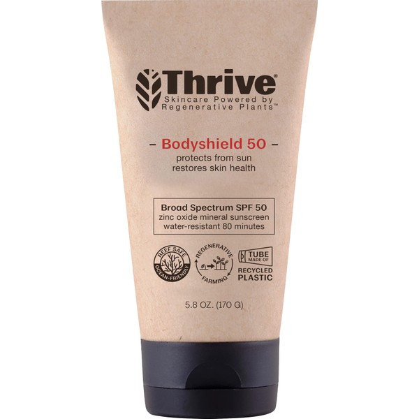 Thrive Natural Care Body Mineral Sunscreen SPF50 - Water Resistant Reef Safe Sunscreen with Broad Spectrum Clear Zinc Oxide Sun Block - Vegan, 5.8 Oz (Pack of 1)