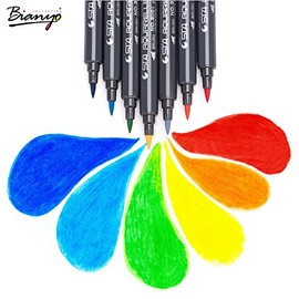 Bianyo Pack of 24 Premium Dual Tip Markers, Non-Toxic Double Fine Tip for Adult Coloring Books Art and Crafts