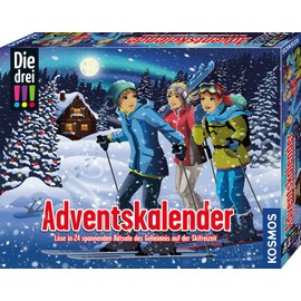 KOSMOS 632502 Die drei Advent Calendar 2023, Solve the Mystery of Ski Leisure, with 24 Detective Gimmicks, Toy Advent Calendar for Children from 8 Years