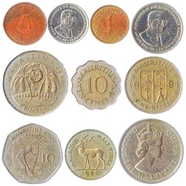 Mauritius 10 Mixed Coins | Cents | Rupees | Old Collectible Mauritian Money | Since 1987