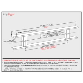 12 Inches Length Modern Stainless Steel Matte Black Door Handles Front Door Handle Pulls for Commercial Glass Doors Home Interior Exterior Fiberglass Doors Wooden Barn Entrance, Flat Rectangular Bar