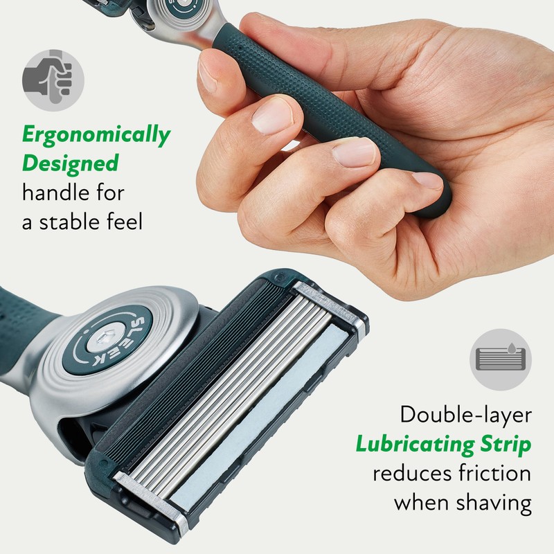 DORCO SLEEK Six Blade Razor System with Multi-Flex Technology, Precision