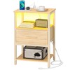 Yoobure Night Stand with Charging Station, LED Nightstand for Bedroom,