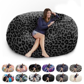 HOWSEESNOW 6FT Giant Bean Bag Chair Cover - Soft Fluffy Dutch Velvet Bean Bag Bed (No Filling, Cover Only), Comfy 6FT Bean Bag Cover, Oversized Lazy Sofa Cover
