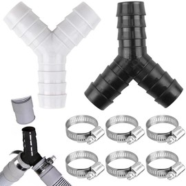 2 Way Y Splitter for Pipes Double Waste Pipe Connection, Washing Machine Hose Connector Compatible with 16-27mm Diameter Hoses Washing Machine Waste Splitter