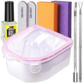 Nail Soaking Bowl, Teenitor Soak Off Gel Polish Dip Powder Remover, Manicure Bowl for Hand, Cuticle Remover Tools, Nail Brush, Cuticle Pusher,Cuticle Pusher Oil, Cuticle Peeler,Nail File Buffer