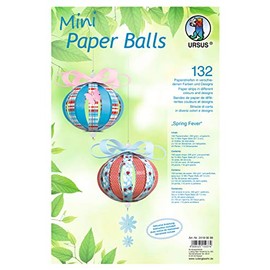 Ursus 24190099 Design Stripes Mini Paper Balls Spring Fever, 132 Strips and Accessories for 12 Decorative Balls, Colourful