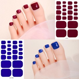KTAABTR 6 Sheets Solid Color Gel Toenail Strips Self Adhesive Design Nail Wraps Strips Supply Red Blue Yellow Glossy Gel Nail Stickers for Women DIY Waterproof Manicure Kit Party Nails Decoration