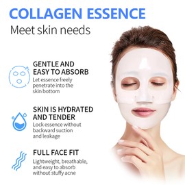 Bio Collagen Mask Korean, 6 Stück Bio Collagen Maske Overnight, Hydratisierende Übernachtmaske, Anti-aging Kollagen Gesichtsmaske, Beruhigend, Blau